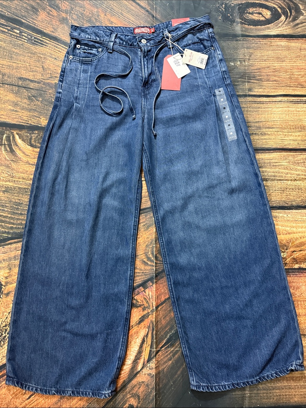 NWT Lucky Brand Lucky Legend Palazzo Wide Leg Jeans Lasso Wash Belted Size 12/31